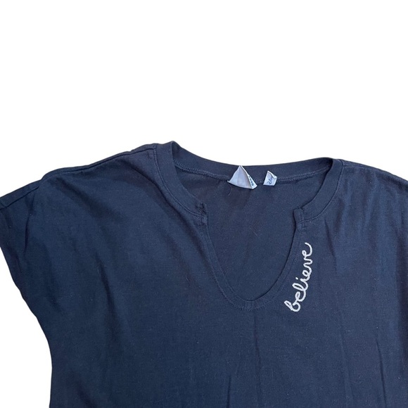 Junk Food Disney Women’s Black Embroidered Believe Short Sleeve Sleep T-Shirt - Picture 2 of 6